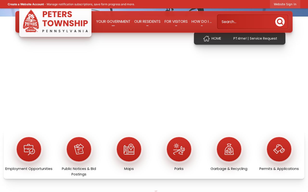 Peters Township residents directory official township records and departments page