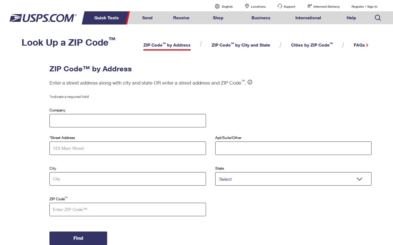 Peters Township ZIP code directory USPS address-to-ZIP lookup interface