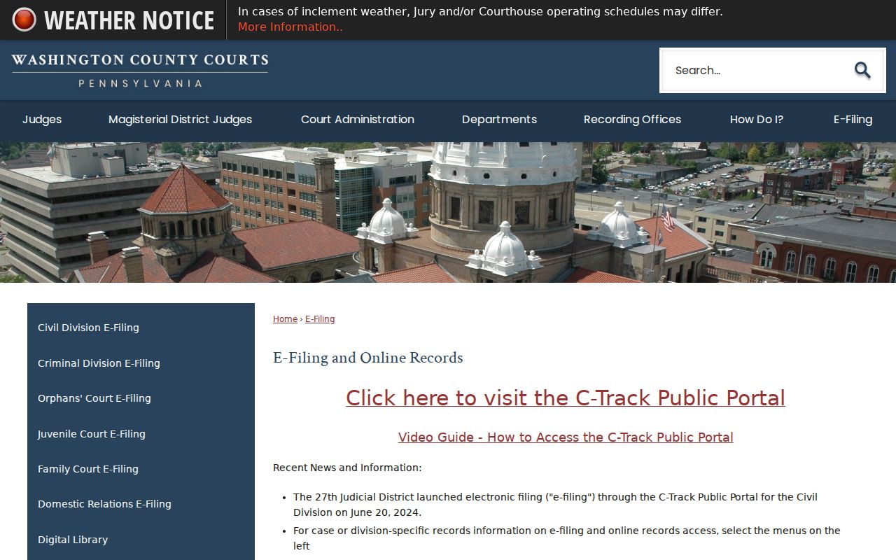 Peters Township residents directory Washington County court records access guidance
