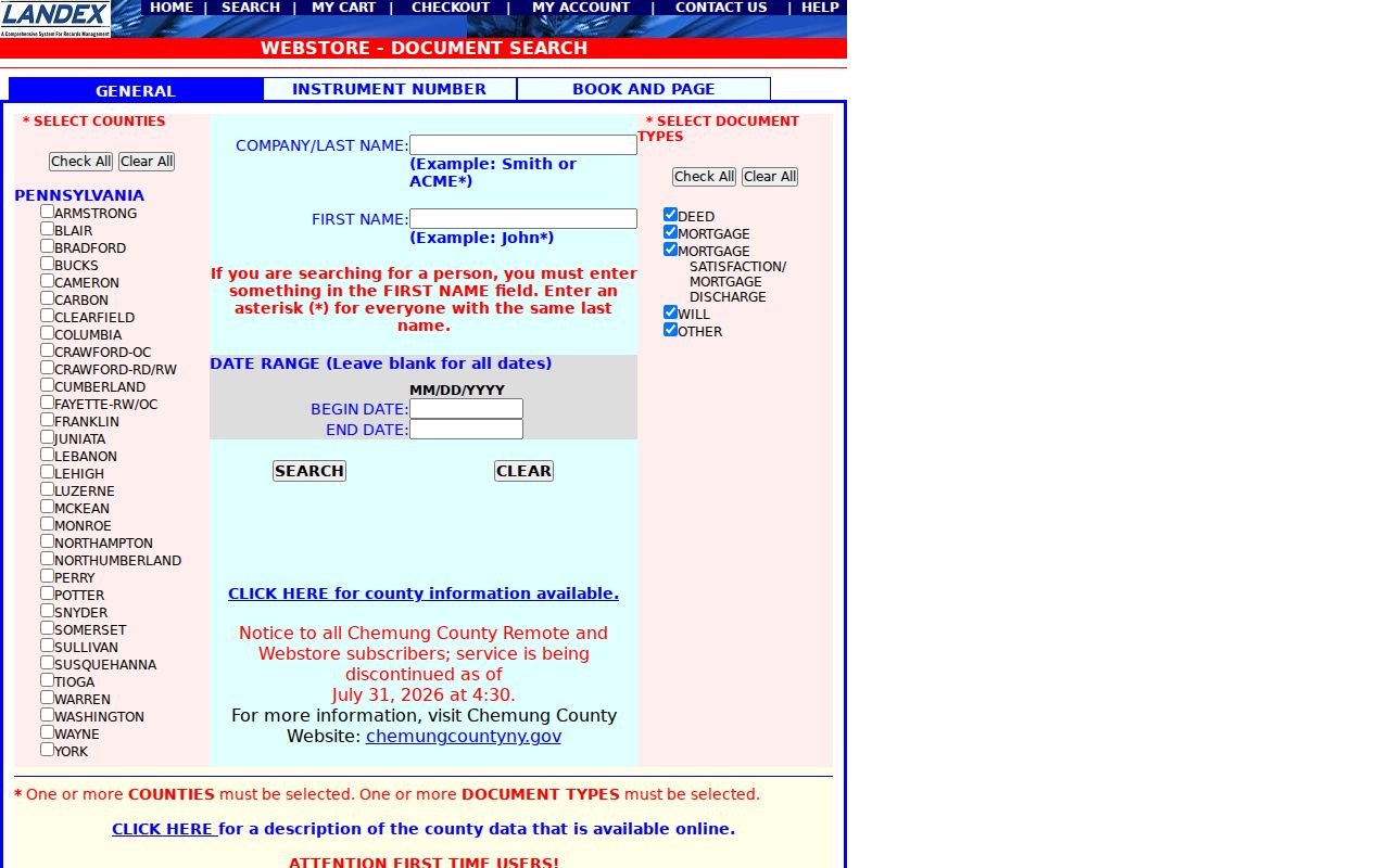Peters Township street directory deed research in the Washington County Landex search